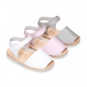 New SOFT NACAR leather Menorquina sandals with velcro strap.