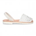 SOFT leather Menorquina sandals with rear strap and SEQUINS design.