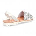 SOFT leather Menorquina sandals with rear strap and SEQUINS design.