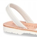 SOFT leather Menorquina sandals with rear strap and SEQUINS design.