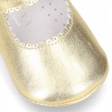 New METAL leather Mary Janes for babies with button.