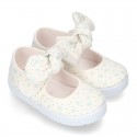 ASTRO design Cotton canvas Little Mary Janes with velcro strap and bow in pastel colors.