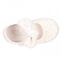 ASTRO design Cotton canvas Little Mary Janes with velcro strap and bow in pastel colors.