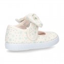 ASTRO design Cotton canvas Little Mary Janes with velcro strap and bow in pastel colors.