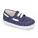 New Cotton Canvas Boat shoes with ANCHORS design and shoelaces.