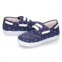 New Cotton Canvas Boat shoes with ANCHORS design and shoelaces.