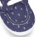 New Cotton Canvas Boat shoes with ANCHORS design and shoelaces.