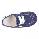 New Cotton Canvas Boat shoes with ANCHORS design and shoelaces.