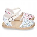 New FLOWERS Cotton canvas little espadrille shoes for girls.