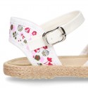 New FLOWERS Cotton canvas little espadrille shoes for girls.