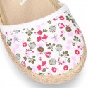 New FLOWERS Cotton canvas little espadrille shoes for girls.