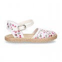 New FLOWERS Cotton canvas little espadrille shoes for girls.