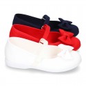 Cotton canvas little Mary Jane shoes with bIg BOW.