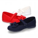 Cotton canvas little Mary Jane shoes with bIg BOW.