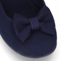 Cotton canvas little Mary Jane shoes with bIg BOW.