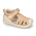 New Washable leather Sandal shoes with reinforced toe cap and counter for first steps.