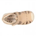 New Washable leather Sandal shoes with reinforced toe cap and counter for first steps.