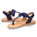 New Suede leather sandal shoes Gladiator style with BOW for toddler girls.