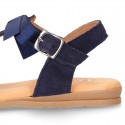 New Suede leather sandal shoes Gladiator style with BOW for toddler girls.