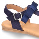 New Suede leather sandal shoes Gladiator style with BOW for toddler girls.