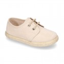 New Serratex canvas Laces up shoes espadrille style in pastel colors.