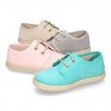 New Serratex canvas Laces up shoes espadrille style in pastel colors.