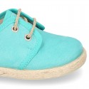 New Serratex canvas Laces up shoes espadrille style in pastel colors.