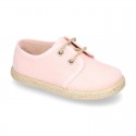 New Serratex canvas Laces up shoes espadrille style in pastel colors.