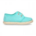 New Serratex canvas Laces up shoes espadrille style in pastel colors.