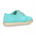 New Serratex canvas Laces up shoes espadrille style in pastel colors.