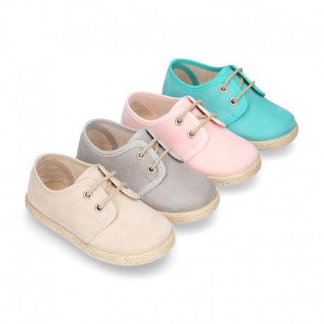 New Serratex canvas Laces up shoes espadrille style in pastel colors.