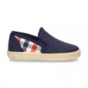 Kids Cotton canvas SLIP ON Espadrille shoes with elastic bands and SQUARE design.