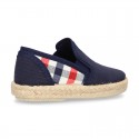 Kids Cotton canvas SLIP ON Espadrille shoes with elastic bands and SQUARE design.