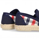 Kids Cotton canvas SLIP ON Espadrille shoes with elastic bands and SQUARE design.