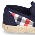 Kids Cotton canvas SLIP ON Espadrille shoes with elastic bands and SQUARE design.