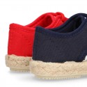 Kids Cotton canvas LACES UP shoes Espadrille style with STRIPES design.