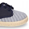 Kids Cotton canvas LACES UP shoes Espadrille style with STRIPES design.