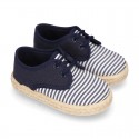 Kids Cotton canvas LACES UP shoes Espadrille style with STRIPES design.