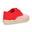 Kids Cotton canvas LACES UP shoes Espadrille style with STRIPES design.