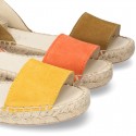 Suede leather espadrille shoes Valenciana style.