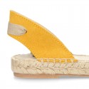 Suede leather espadrille shoes Valenciana style.