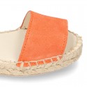 Suede leather espadrille shoes Valenciana style.