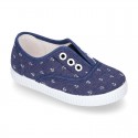 New Cotton Canvas Boat shoes with ANCHORS design and shoelaces.