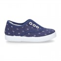 New Cotton Canvas Boat shoes with ANCHORS design and shoelaces.