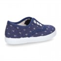 New Cotton Canvas Boat shoes with ANCHORS design and shoelaces.