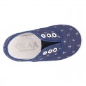 New Cotton Canvas Boat shoes with ANCHORS design and shoelaces.