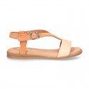 Suede Leather sandal shoes with GLITTER finishes and buckle fastening.