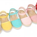 New Little girl soft canvas espadrilles with velcro strap.