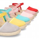 New Little girl soft canvas espadrilles with velcro strap.