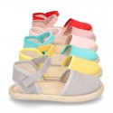 New Little girl soft canvas espadrilles with velcro strap.